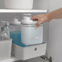 OU Laundry Detergent Dispenser with Measuring Cap, Liquid Laundry Soap & Fabric Softener Dispenser with Internal Drip Return Lid, Laundry Organizer