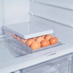 OU Egg Holder for Fridge, BPA Free Rolling Egg Organizer for Refrigerator Organization, Clear Stackable Container for Kitchen Organizers and Storage