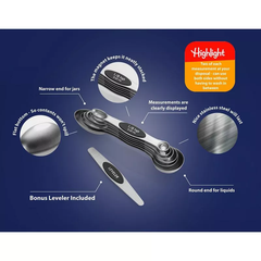 Magnetic Measuring Spoons - Dual Sided Stainless Steel Kitchen Spoon Set for Chef and Baking - Metal Spice Container Utensils for Cooking