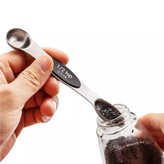 Magnetic Measuring Spoons - Dual Sided Stainless Steel Kitchen Spoon Set for Chef and Baking - Metal Spice Container Utensils for Cooking