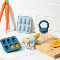 Silicone Baby Fruit Feeders and Baby Bibs Set - First Stage Baby Must-Haves, Gum-Friendly, BPA-Free, Easy to Clean Feeding Accessories for Infants