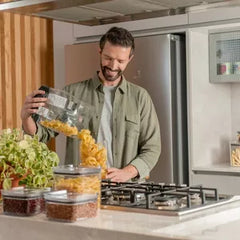 OU Airtight Food Storage Container 8pc (set of 4) BPA Free Clear Plastic Storage Container with Leak Proof Lid, Stackable Kitchen Pantry Organizer