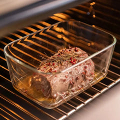 OU Glass Food Storage Container Set 8pc (set of 4) Microwave, Freezer & Dishwasher Safe, Airtight Leak Proof Lid with Microwave Valve, Stackable