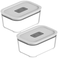 OU Glass Food Storage Container Set 4pc (set of 2) Microwave, Freezer & Dishwasher Safe, Airtight Leak Proof Lid with Microwave Valve, Stackable