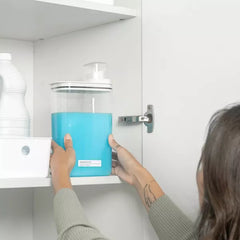 OU Laundry Detergent Dispenser with Measuring Cap, Liquid Laundry Soap & Fabric Softener Dispenser with Internal Drip Return Lid, Laundry Organizer