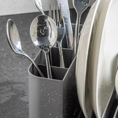 OU Kitchen Sink Organizer 3pc Set, Dish Drying Rack, Cutlery Drainer & Soap Dispenser Caddy with Sponge Holder, Countertop Dish Drainer & Strainer