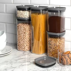 OU Airtight Food Storage Container 2.1qt, BPA Free Clear Plastic Food Storage Container with Leak Proof Lid, Stackable Kitchen Pantry Organizer