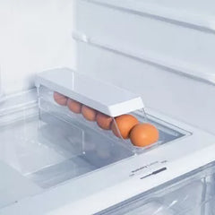 OU Egg Holder for Fridge, Rolling Egg Organizer for Refrigerator Organization, Clear Stackable Container for Kitchen Organizers and Storage, BPA Free