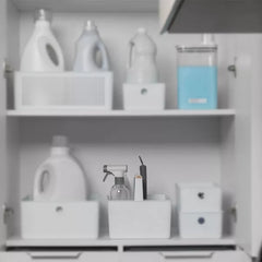 OU 8-Piece Home Cleaning Tools Set – Silicone Squeegee, Scrub Brushes, Refillable Spray Bottle, Organizer Caddy & More for Bathroom & Kitchen Cleaning