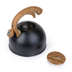 Elle Decor 3-Quart Black Tea Kettle with Wood Handle