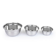 3-Piece Stainless Steel Mixing Bowl Set with Lids - Durable Bowls Dishwasher Safe, Silver