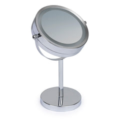 Elle Vanity Mirror with LED Lights 1x & 3x Magnification, Double-Sided LED Lighting Chrome Finish, Battery Operated 5.75-Inch Diameter