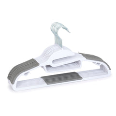 Set of 10 Easy-On Non-Slip Hangers, Heavy Duty Plastic with Strap Indents for All Garments