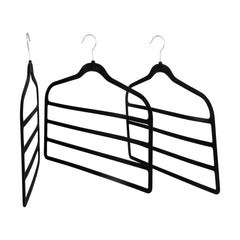 Elle Decor Set of 3 4-Tier Non-Slip Velvet Hangers, Black