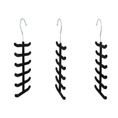 Elle Decor Set of 3 Non-Slip Velvet Tie Hangers, Black - Holds Up to 12 Ties Per Hanger