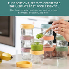 Glass Baby Food Storage Containers 12 Pack 4oz Baby Food Jars Reusable with Lids BPA-Free Leakproof Freezer, Microwave, Dishwasher Safe Baby Food Jars