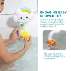 Baby Bath Toy Shower Head, Manual Bathtub Shower Sprayer for Toddlers, Interactive Cloud Design Baby Bath Toy