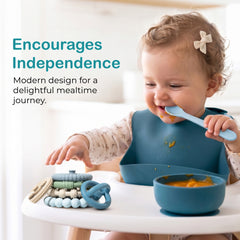 Silicone Baby Essentials Set – Stacking Toy, Feeding Bibs, Suction Bowls with Spoons & First-Stage Spoons – BPA-Free, Safe for Infants & Toddlers