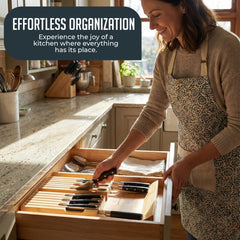 Bamboo Knife Block Drawer Organizer, Nonslip, Durable In Drawer Wooden Knife Storage, Space Saving Kitchen Knife Organizer, Holds up to 12 Knives