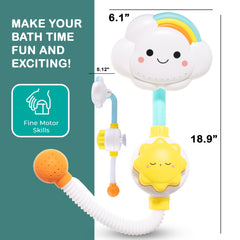 Baby Bath Toy Shower Head, Manual Bathtub Shower Sprayer for Toddlers, Interactive Cloud Design Baby Bath Toy