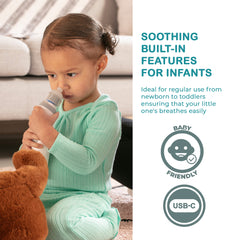 Electric Baby Nasal Aspirator Soothing Music & Light For Babies Infant Kids, Lightweight, Adjustable Suction & 3 Silicone Tips, USB-C Rechargeable