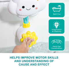 Baby Bath Toy Shower Head, Manual Bathtub Shower Sprayer for Toddlers, Interactive Cloud Design Baby Bath Toy
