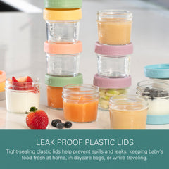 Glass Baby Food Storage Containers 12 Pack 4oz Baby Food Jars Reusable with Lids BPA-Free Leakproof Freezer, Microwave, Dishwasher Safe Baby Food Jars