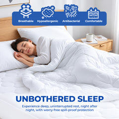 Waterproof Mattress Pad, Soft Bamboo Viscose Fitted Mattress Cover, Breathable Cooling Cover with Deep Pocket, Machine Washable