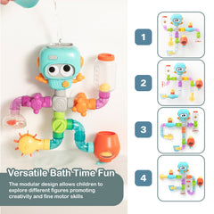 Build & Splash Bath Pipe Toys – Fun DIY Water Construction Set with Valves & Tubing, STEM Learning Sensory Wall Bath Toys for Toddlers & Kids