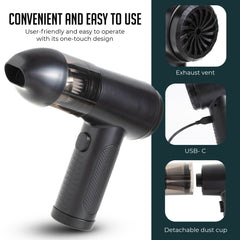 Handheld Air Duster & Mini Vacuum Cleaner Combo with 6 Attachments, Portable, Multi-Functional Cleaning Kit for Computers, Cars, and Electronics