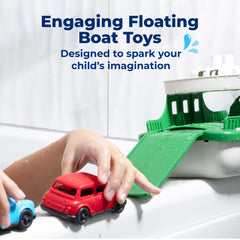 Boat Bath Toy Set for Toddlers, Carry Ship & 4 Mini Cars – Fun Water Toys for Bath, Pool, Beach Play, Safe & Non-Toxic Ferry Boat Toy