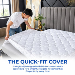 Waterproof Mattress Pad, Soft Bamboo Viscose Fitted Mattress Cover, Breathable Cooling Cover with Deep Pocket, Machine Washable