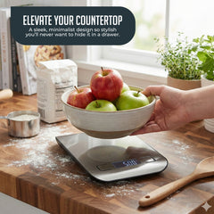 Digital Food Scale – 11 LB Capacity, Tare Function, Stainless Steel, LCD Display, 2 AAA Batteries Included, Ideal for Cooking, Baking, and Kitchen Use