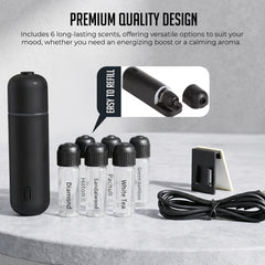 Car Air Freshener Diffuser Waterless Aromatherapy Essential Oil Diffuser, 6 Prefill Scents Included, Car Fragrance Diffuser