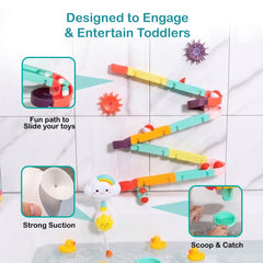 Interactive Bathtub Slide Set and Baby Shower Sprayer Toy Bundle – Fun Bath Toys for Toddlers, Educational and Durable Water Play Set
