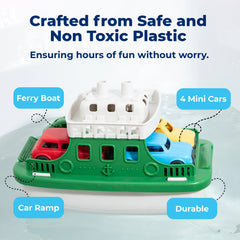 Boat Bath Toy Set for Toddlers, Carry Ship & 4 Mini Cars – Fun Water Toys for Bath, Pool, Beach Play, Safe & Non-Toxic Ferry Boat Toy