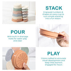 Baby Bath Stacking Cups Toy for Toddlers, Baby Bath Toys for Kids, Educational Water Toys for Early Learning, Fun & Safe Bathtub Toys