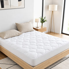 Waterproof Mattress Pad, Soft Bamboo Viscose Fitted Mattress Cover, Breathable Cooling Cover with Deep Pocket, Machine Washable