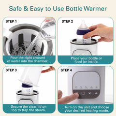 Baby Bottle Warmer Fast Milk Warmer for Baby, Temperature Control Bottle Warmer Baby for Formula Breast Milk Baby Bottle Warmer and Sterilizer & Timer