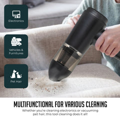 Handheld Air Duster & Mini Vacuum Cleaner Combo with 6 Attachments, Portable, Multi-Functional Cleaning Kit for Computers, Cars, and Electronics
