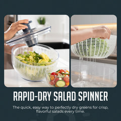 Salad Spinner Lettuce Spinner Vegetable Cleaner and Dryer, One-Handed Use, Built-in Draining System for Fresh, Crisp, Clean Salad