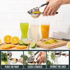 Stainless Steel Lemon Squeezer–Large Manual Citrus Juicer, Non-Slip Grip, Dishwasher Safe Design for Lemon, Lime, and Orange Juicing