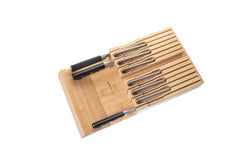 Bamboo Knife Block Drawer Organizer, Nonslip, Durable In Drawer Wooden Knife Storage, Space Saving Kitchen Knife Organizer, Holds up to 12 Knives