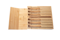 Bamboo Knife Block Drawer Organizer, Nonslip, Durable In Drawer Wooden Knife Storage, Space Saving Kitchen Knife Organizer, Holds up to 12 Knives