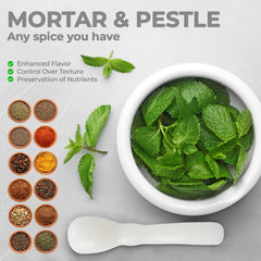 Classic Granite Mortar & Pestle Set – Durable Grinding Bowl for Fresh Spices, Herbs, and Seeds