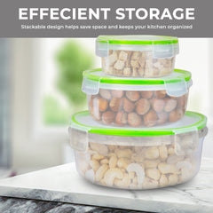 6-Piece Round Food Storage Container Set Click-and-Lock Containers w/Lids BPA-Free Microwave Freezer Dishwasher Safe
