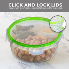 6-Piece Round Food Storage Container Set Click-and-Lock Containers w/Lids BPA-Free Microwave Freezer Dishwasher Safe