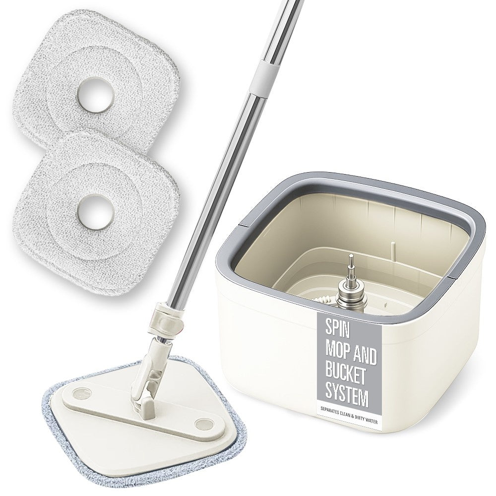 OU Spin Mop with Clean Dirty Water Separation Bucket, 360° Rotating Mop Bucket with Extra Refill Included and Extendable Stainless Steel Handle