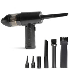 Handheld Air Duster & Mini Vacuum Cleaner Combo with 6 Attachments, Portable, Multi-Functional Cleaning Kit for Computers, Cars, and Electronics