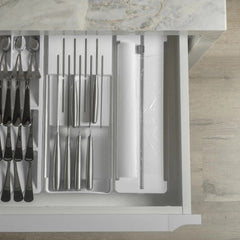 OU Aluminum Foil and Wrap Organizer with Cutter for 12" Roll, Kitchen Wrap Organizer, Plastic Wrap & Aluminum Foil Dispenser for Drawer